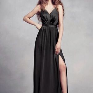 Vera Wang- Ebony Charmeuse & Chiffon Bridesmaid Dress; A-line